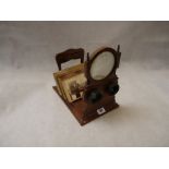 19thC Mahogany Table top stereoscopic viewer and a collection of Stereoscopic views