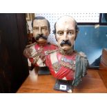 Bust of Sir R Buller and another pottery Military bust, 35.5cm in Height. Condition - some