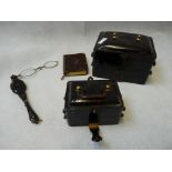Pair of Tortoise Shell Lorgnettes 2 Similar cantilever jewellery cases and a notebook, Condition -
