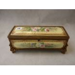 Superb 19thC French enamel on copper floral decorated glove box marked Gouache a' Paris with