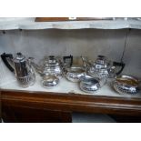 Collection of Edwardian Silver plated Tea and coffee ware of fluted design