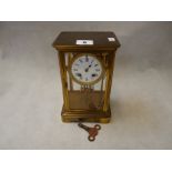 Edwardian Brass cased mantel clock with dedication from 'H Davies from Fellow Servants', Condition -