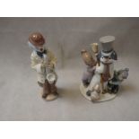 Lladro figure of a Clown playing a Saxophone and a Lladro Snowman figure