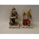 Pair of Early 19thC figures of a Cobbler and a Vintner on square bases