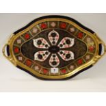 Royal Crown Derby Old Imari 2 handled tray of gilded detail stamped to base 1128 MMII, 41cm in