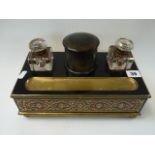 Inkwell with Faux French Boule work decoration, with Powder pot flanked by 2 Inkwells