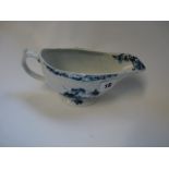 Worcester Blue & White Fisherman and Billboard Island pattern Sauce boat with workers mark to base