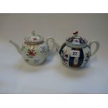 18thC Worcester Japan pattern Teapot and a Worcester floral decorated ovoid teapot