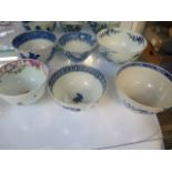 Collection of 6 18thC Worcester and Lowestoft tea bowls