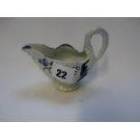 Liverpool Blue & White Dolphin shaped sauce boat C.1770