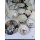 Collection of Worcester First Period Dr Wall Japan and Chinese design cups and saucers