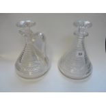 Regency Rodney pattern Cut Glass Ships decanter and matching Jug with stoppers