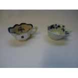 Worcester Blue & White floral Spray Butter Boat with workers mark to handle and a Bow Blue & White