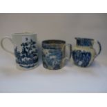 Worcester Blue & White tankard Plantation pattern tankard C.1770 15.5cm in height, Late 18thC