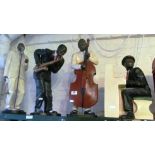 A four-piece jazz band set:- singer, saxophone player, double base player and pianist