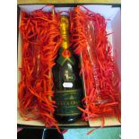 A 1993 bottle Moet & Chandon and two glasses in unrelated box