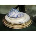 Five 19th Century plates and blue and white china