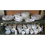 A Johnson Bros blue and white part dinner/teaset