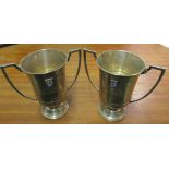 Two silver Swimming Challenge cups