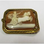 A cameo brooch lady riding chariot