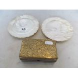 Two mother of pearl dishes and box