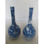 A pair Chinese vases blue prunus