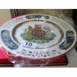 A Spode Queen Elizabeth plate and two commemorative books