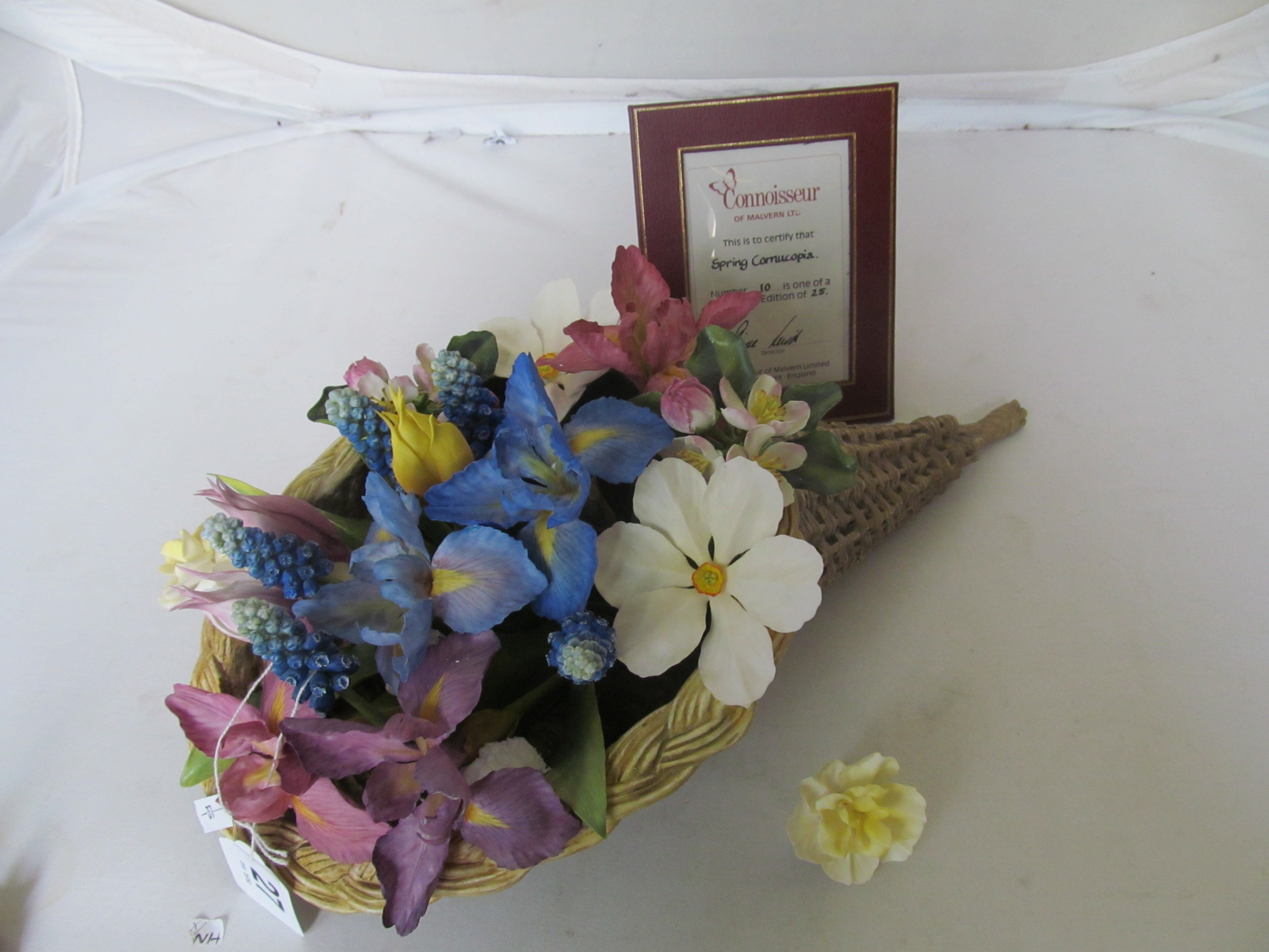 A Connoisseur of Malvern limited edition basket of flowers 'Spring Cornucopia' 10/25 (a/f) with