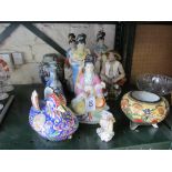 Some Oriental china figures et cetera