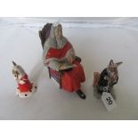 Three Royal Doulton figures and Seated Judge