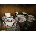 A 19th Century Derby cup and other cups and saucers (some a/f)