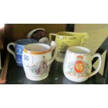 Two Coronation mugs and other china.