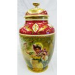 A Vienna lidded vase with woodland setting