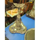 A plated epergne on mirrored base and Christofle tray.