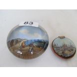 A Victorian double sided reverse printed Brighton Souvenir pin cushion with Pavilion and Chain