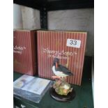 Six Country Artists resin bird ornaments, boxed