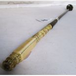 A rare Regency Brighton Souvenir brass mahl stick with view of 'Brighton Palace' with carved ivory