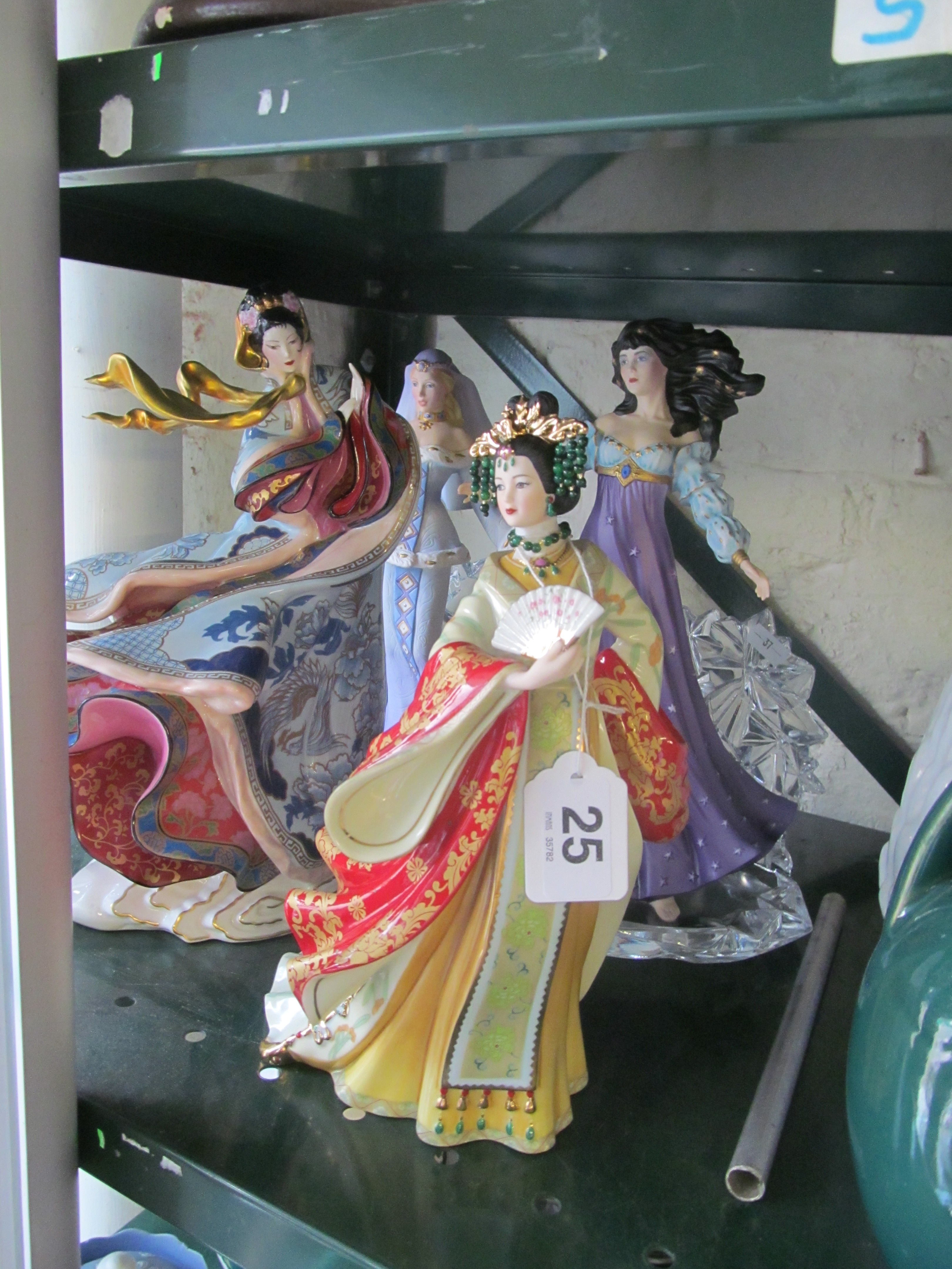 Two figures 'The Frost Princess' and 'The Frost Fairy Princes' on lead crystal stands and a Franklin