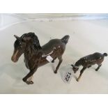 Two Royal Doulton horses (one a/f).