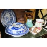 A Copeland Spode Italian plate, Honiton pottery vase and other pottery