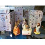 Four Royal Albert Beatrix Potter figures, one Royal Doulton Bedtime Bunnykins, three musical Peter