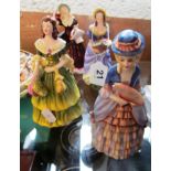 Three Coalport figures and another figure