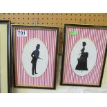 A pair of silhouettes Victorian lady and gentleman