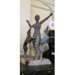 An Art Deco figure Diana The Huntress on marble base (a/f)