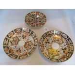 Two 19th Century Royal Crown Derby Imari plates (one a/f) and a modern bowl