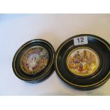 Two framed pot lids Queen Victoria and another Cries of London