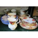 Some Royal Albert Old Country Roses china and four 19th Century plates