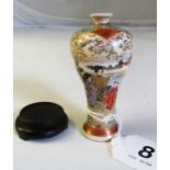 A miniature Satsuma vase decorated geisha on stand