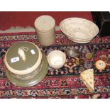 A mouse "Stilton" dish and cover, together with other kitchenalia