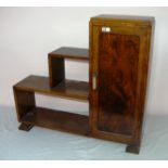 Art Deco, a small oak 1930's book shelf with its original handle and feet measuring 28 tall.